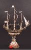 独角鹿西洋古董奥地利新文艺复兴风手绘彩色珐琅纯银镀金帆船摆件 商品缩略图1
