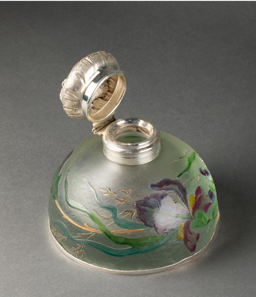 独角鹿西洋古董法国Houdaille工坊新艺术风花卉水晶墨水罐墨水瓶 商品图3