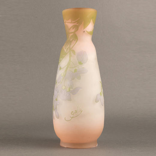 独角鹿西洋古董法国南锡派埃⽶尔加莱紫藤花脱蜡铸造法水晶花瓶 商品图2