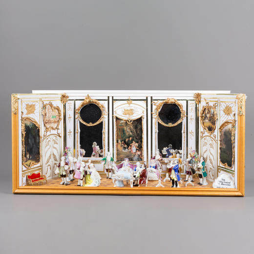 独角鹿西洋古董德国瓷窑洛可可风格场景微缩瓷偶摆件群像娃娃屋 商品图0