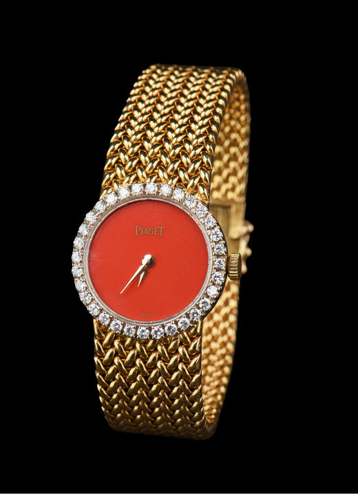 独角鹿西洋古董瑞士著名钟表品牌18K金麦穗纹编织镶钻石女士腕表 商品图3