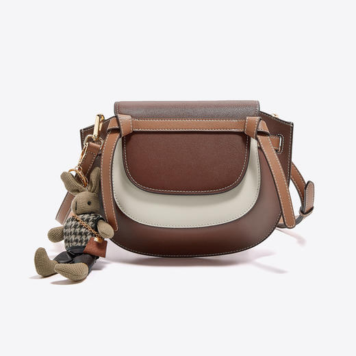 Safiya/索菲娅牛皮2022新款马鞍包单肩包包女式斜挎包女包SF954011Y 商品图2