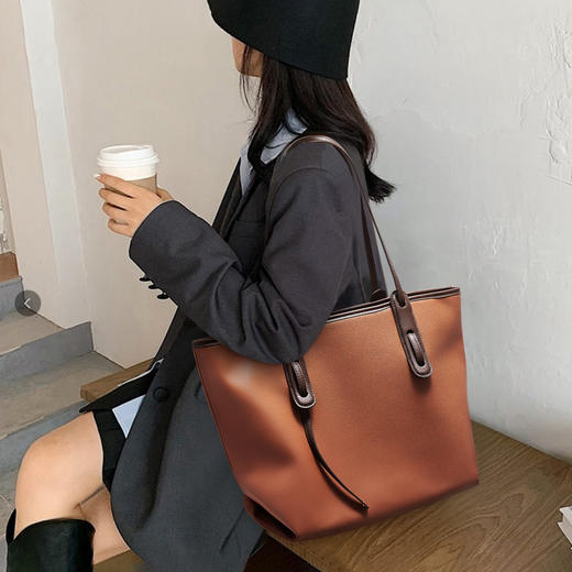 Safiya/索菲娅二层牛皮包包2022新款托特包手提包女式单肩包女包SF9111016Y 商品图0