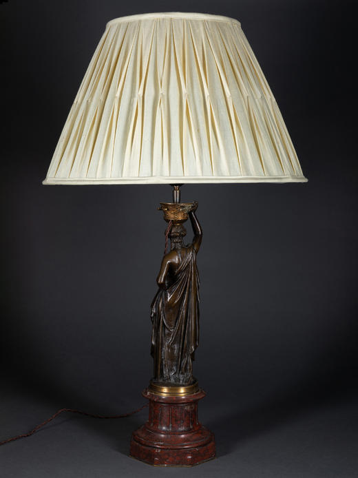 独角鹿西洋古董雕塑大师L.V.Elias ROBERT古典少女青铜雕塑台灯 商品图4