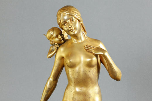 独角鹿西洋古董1890年代法国Ch.Thienot签名出品铜鎏金铜摆件 商品图4