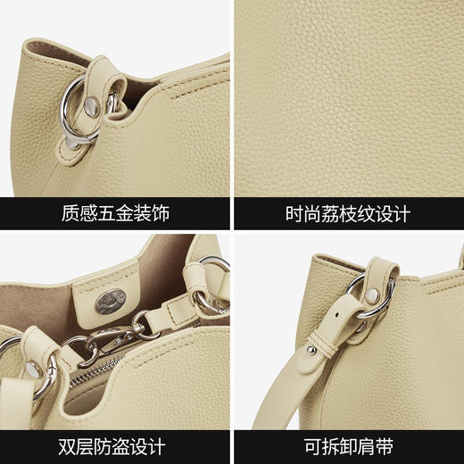 Safiya/索菲娅二层牛皮包包2022新款手提包水桶包单肩包女斜挎包SF900023Y 商品图8