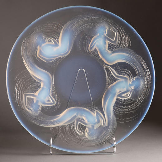 独角鹿西洋古董法国莱俪lalique海上仙女卡吕普索欧泊水晶浅口盘 商品图0