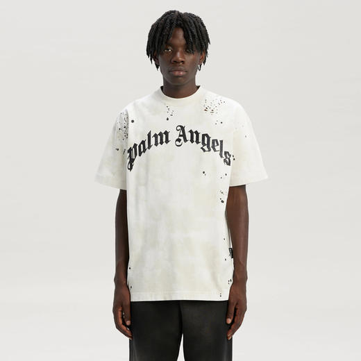 PALM ANGELS 棕榈天使 男士棉质亮片字母徽标印花圆领短袖T恤 白色 PMAA072F22JER005 0310 商品图1
