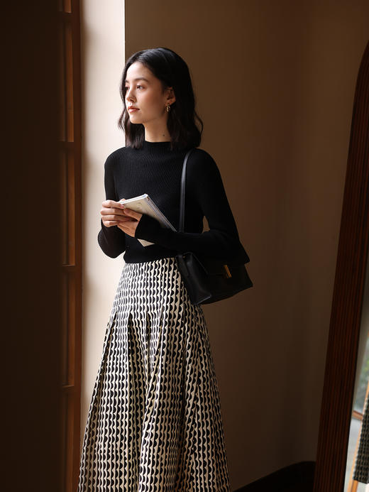 HeyDress可机洗半高领针织衫女秋冬美丽诺羊毛修身显瘦打底衫毛衣 商品图0