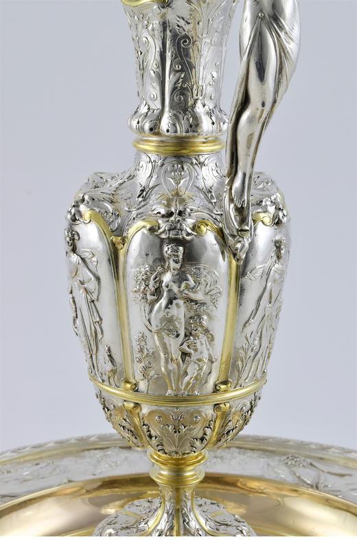 独角鹿西洋古董法国艺术家设计铜镀银鎏金文艺复兴风格水壶托盘 商品图4