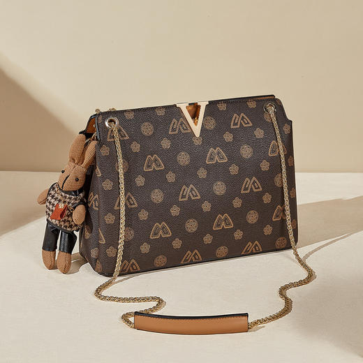 【直播特惠】Safiya/索菲娅2022新款印花腋下包链条单肩包女斜挎包手提女包SF9140019Y 商品图2