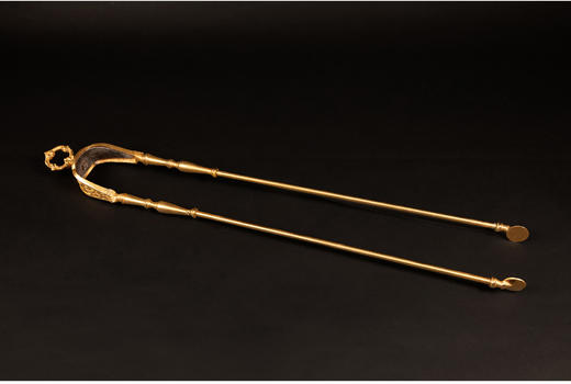 独角鹿西洋古董法国路易十六风格精雕棕榈鸢尾纹鎏金壁炉工具套件 商品图4