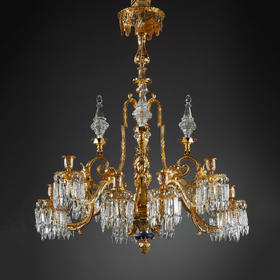 独角鹿西洋古董古典人物与花果铜鎏金雕十二枝头烛台枝形水晶吊灯