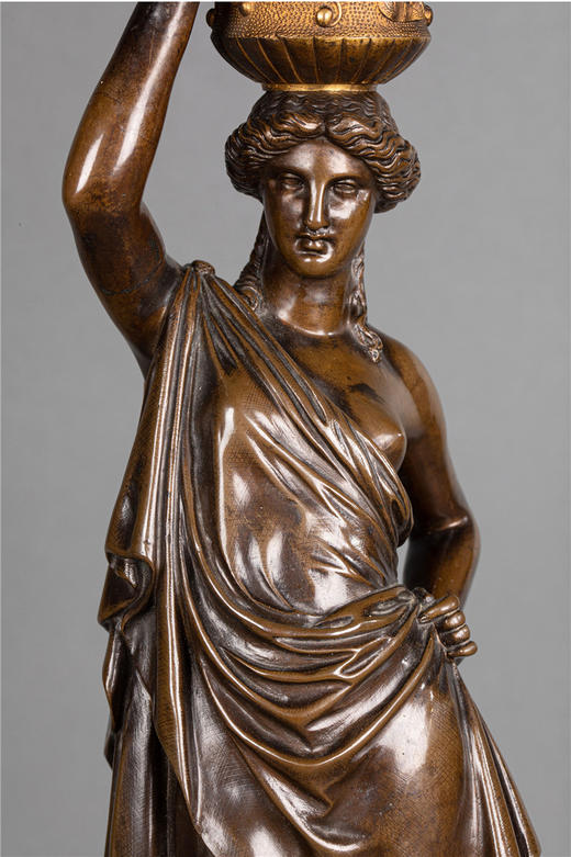 独角鹿西洋古董法国雕塑家签名出品路易十六风格青铜雕塑台灯一对 商品图4