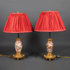 独角鹿西洋古董吉象铜鎏金嵌描金萨摩烧花瓶手工百褶灯罩台灯一对 商品缩略图0