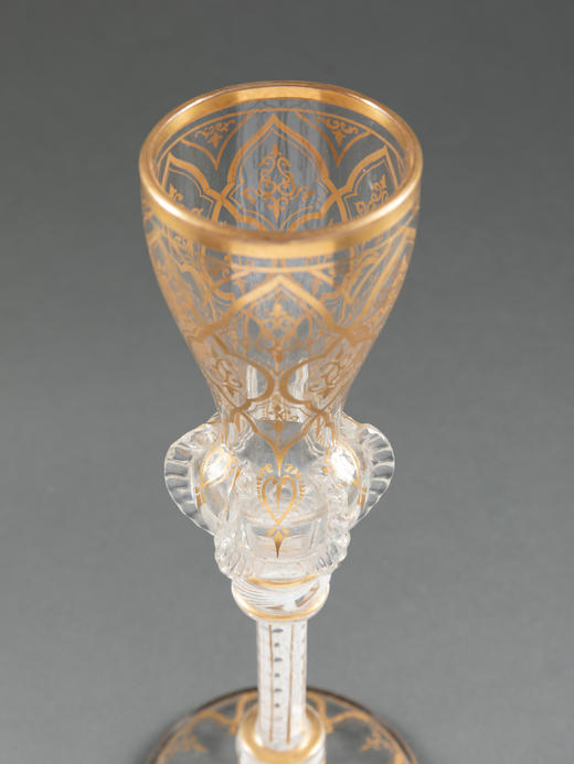 独角鹿西洋古董摆件19世纪末法国/英国出品透明鎏金水晶酒杯一对 商品图1