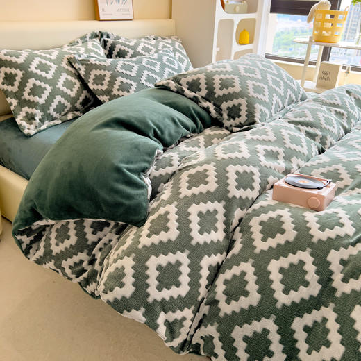 立体剪花牛奶绒保暖四件套床单款、床笠款 商品图2