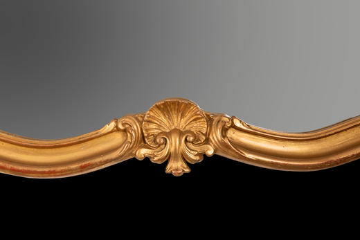 独角鹿西洋古董法国拿破仑三世时期出品贝壳主题木制鎏金挂镜子 商品图4