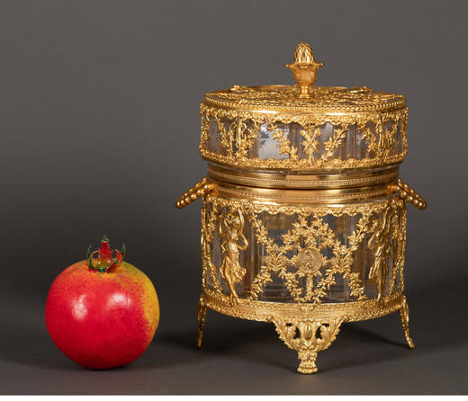 独角鹿西洋古董法国新艺术风格舞动女神铜鎏金镂雕修饰水晶糖果罐 商品图1