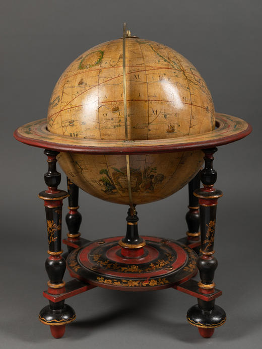 独角鹿西洋古董Louis Charles Desnos工坊木质四脚架落地式地球仪 商品图2