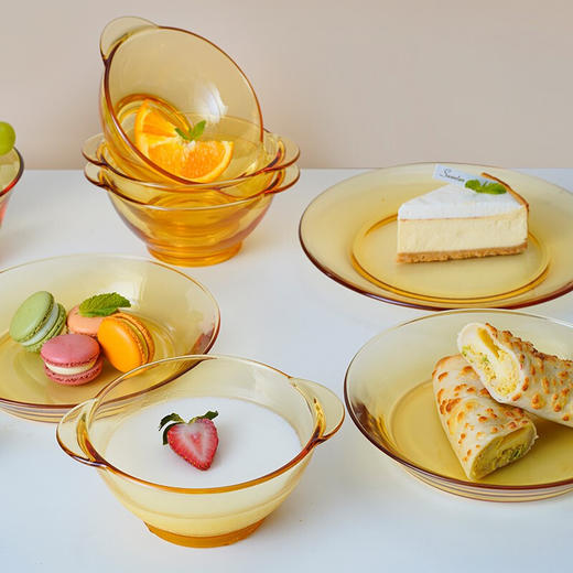 康宁新款餐具钢化透明玻璃汤饭碗餐盘可微波 8件套 商品图0