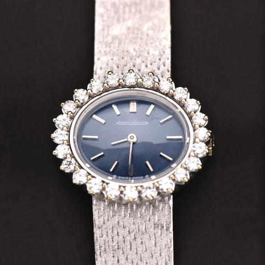 独角鹿西洋古董手表瑞士钟表品牌女士黑盘18K白金钻石机械腕表 商品图0