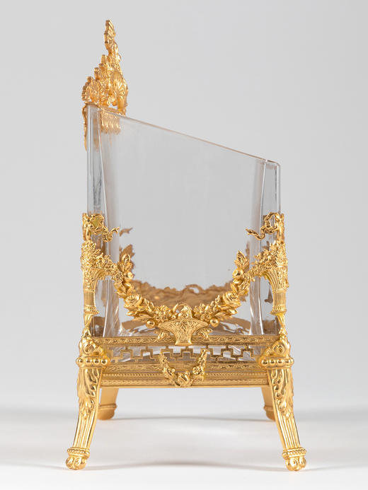 独角鹿西洋古董法国路易十六风月桂花叶主题铜鎏金精雕水晶信笺架 商品图3