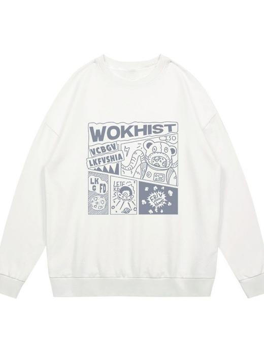 【新款情侣同款卫衣】黑色圆领卫衣女秋季薄款2022年新款设计感小众情侣装宽松外套美式 商品图4