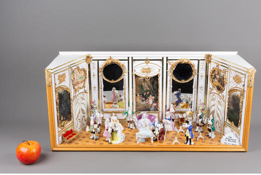 独角鹿西洋古董德国瓷窑洛可可风格场景微缩瓷偶摆件群像娃娃屋 商品图1