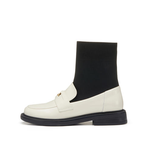 西村名物弹力靴女2022冬季新款圆头粗跟瘦瘦靴短筒女靴子43771 商品图3