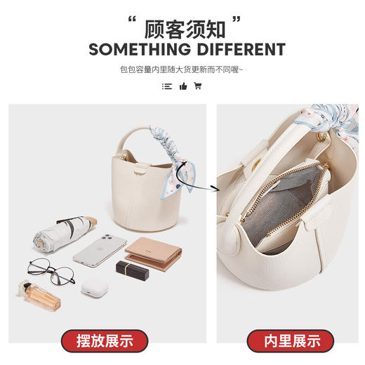 Safiya/索菲娅二层牛皮2022新款水桶包单肩包女式斜挎包手提包SF900107Y 商品图7