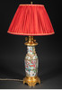 独角鹿西洋古董中国铜鎏金嵌广彩瓷瓶手工缎面百褶灯罩台灯一对 商品缩略图2