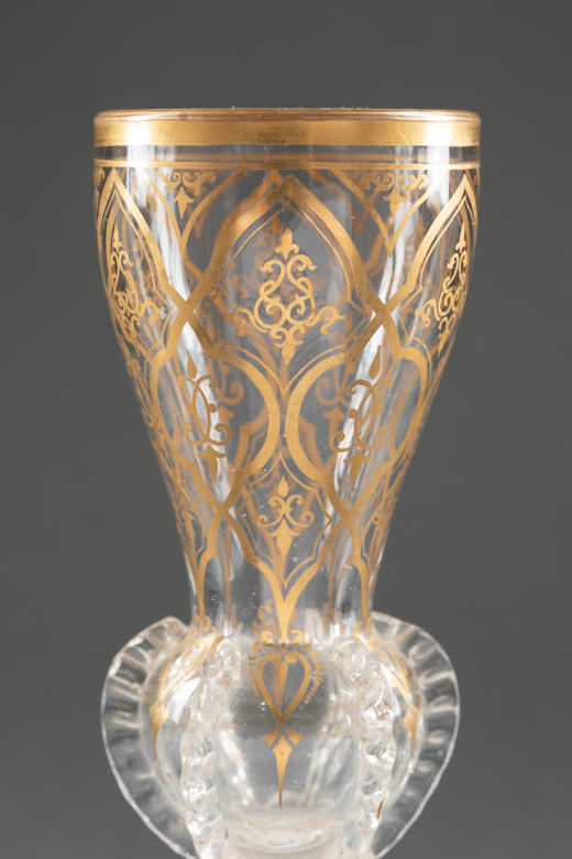 独角鹿西洋古董摆件19世纪末法国/英国出品透明鎏金水晶酒杯一对 商品图2