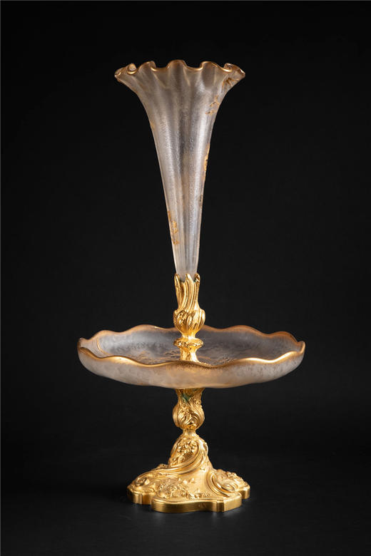 独角鹿西洋古董法国铜鎏金描金花枝水晶花果樽餐桌摆件 商品图1