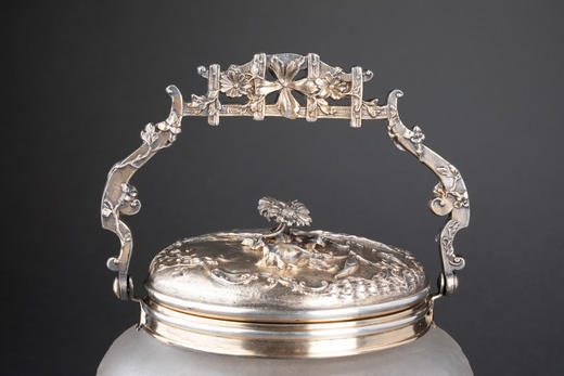 独角鹿西洋古董Victor SAGLIER和DAUM鸢尾花铜镀银水晶罐饼干桶 商品图1