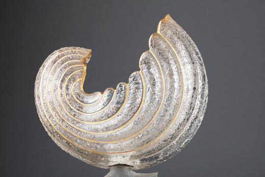 独角鹿西洋古董20世纪初捷克品牌Boheme出品海豚贝壳描金水晶果樽 商品图3