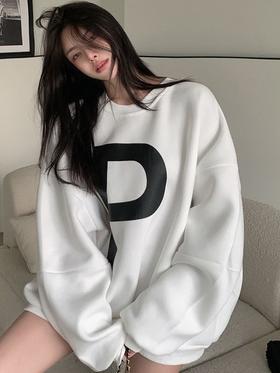 【新款宽松卫衣女潮百搭】卫衣女韩版宽松ins潮白色中长款chic复古慵懒风上衣2022秋冬新款