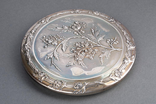 独角鹿西洋古董20世纪初法国圣路易工坊出品银制水晶罐饼干桶 商品图3