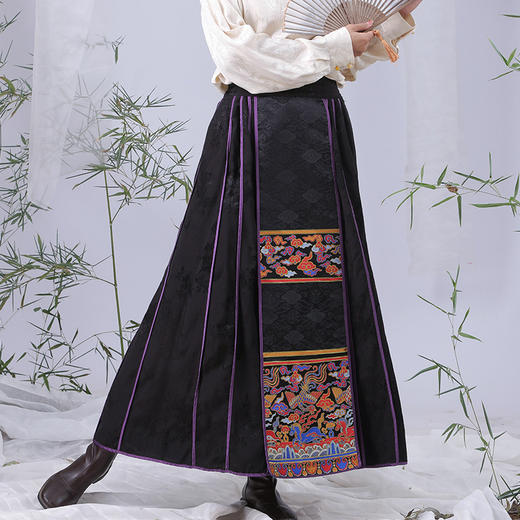 致橡树2022中式复古织锦拼接马面裙B221687 商品图2