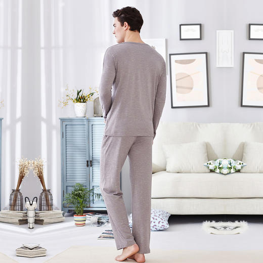 爱帝男士长袖睡衣花纱棉家居服套装 商品图5