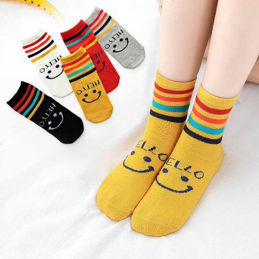 【5双装 七彩彩虹儿童袜子】秋冬季中筒袜男女童厚宝宝袜小孩袜学生袜中大童 商品图5