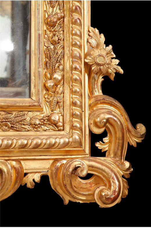 独角鹿西洋古董意大利巴洛克风格金叶鎏金灰墁浮雕大型木质挂镜 商品图3