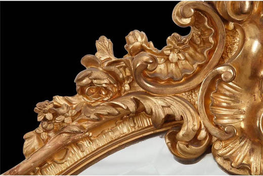 独角鹿西洋古董家居法国路易十五风格金叶鎏金灰墁浮雕木质挂镜 商品图4
