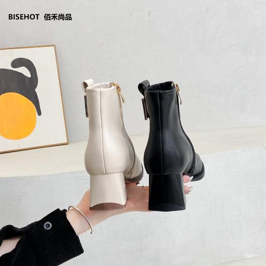 新品加绒粗跟显瘦矮靴427B25553 商品图3