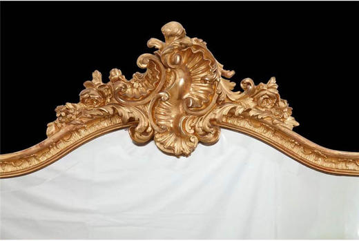 独角鹿西洋古董家居法国路易十五风格金叶鎏金灰墁浮雕木质挂镜 商品图2