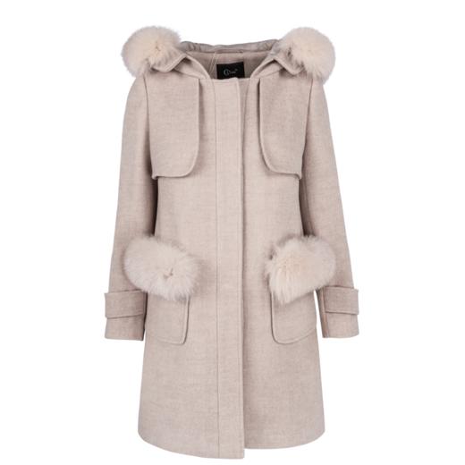 欧芮儿秋冬装女2018新款连帽毛领毛呢外套女中长款百搭呢大衣 商品图3