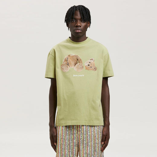 PALM ANGELS 棕榈天使 男士棉质断头熊徽标印花圆领短袖T恤 浅绿色 PMAA001F22JER005 5160 商品图1