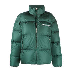 PALM ANGELS 棕榈天使 女士字母徽标印花绗缝短款羽绒服 绿色 PWED014F22FAB001 5501