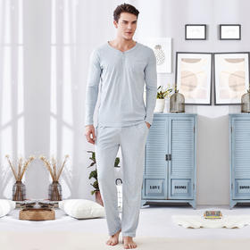 爱帝男士长袖睡衣花纱棉家居服套装