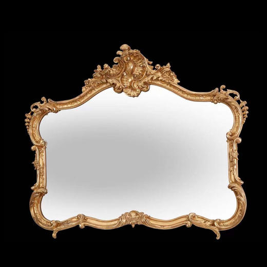 独角鹿西洋古董家居法国路易十五风格金叶鎏金灰墁浮雕木质挂镜 商品图0